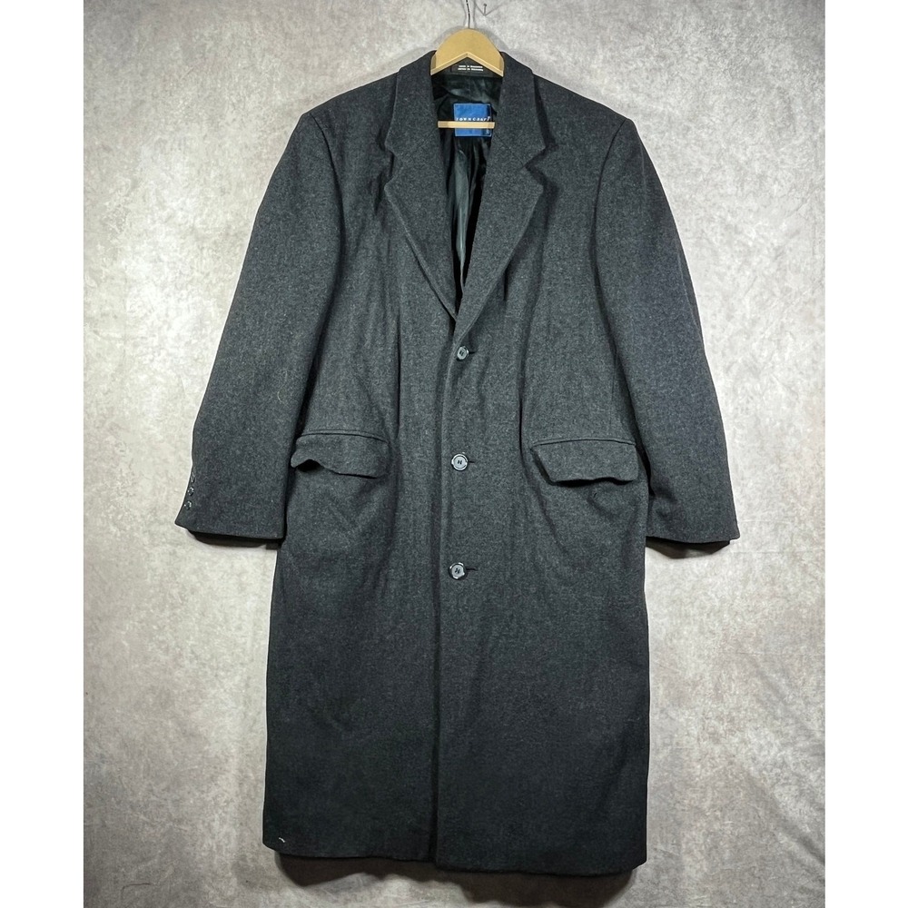 Towncraft Mens Preppy Old Money Wool Overcoat Sz 40R Charcoal‎ Gray Heathered